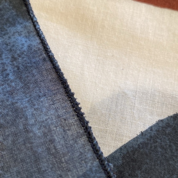 French kitchen tablecloth Fish on a plate Cotton blue/rust/White Made in France - Picture 7 of 7